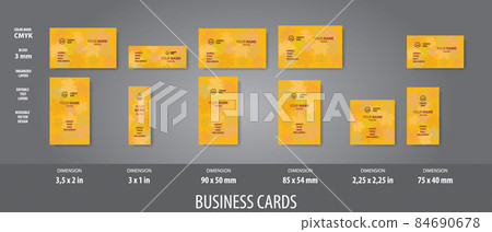 Templates for business cards in formats used in different countries around the world. Fully editable vector graphic template, organized layers, editable text layers, colour mode CMYK, ready to print, Templates for business cards in formats used in different countries around the world. Fully editable vector graphic template, organized layers, editable text layers, colour mode CMYK, ready to print, 84690678