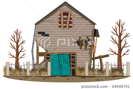 Abandoned house on white background 84690791