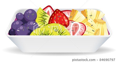 Fruit salad bowl on white background Fruit salad bowl on white background 84690797