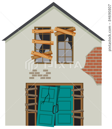 Abandoned house on white background Abandoned house on white background 84690807