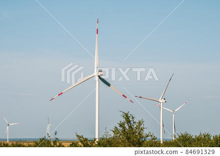 Wind turbines in an arid landscape. An alternative way of generating electricity 84691329