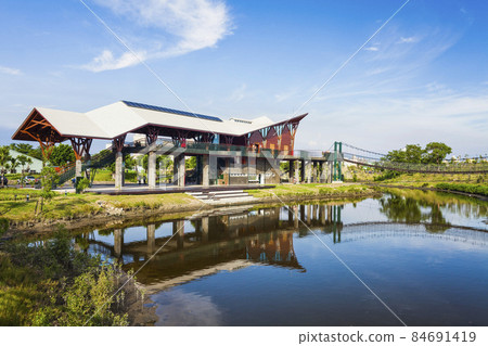 Beautiful view of the Zhongdu Wetlands Park in Kaohsiung, Taiwan. The park is located along the Love River in Kaohsiung. 84691419