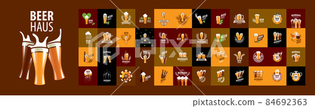 A set of vector Beer logos on different colored backgrounds A set of vector Beer logos on different colored backgrounds 84692363