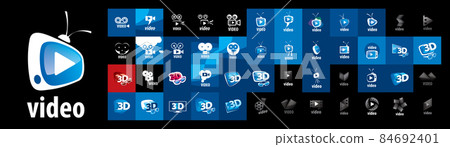 A set of vector Video logos on different colored backgrounds A set of vector Video logos on different colored backgrounds 84692401