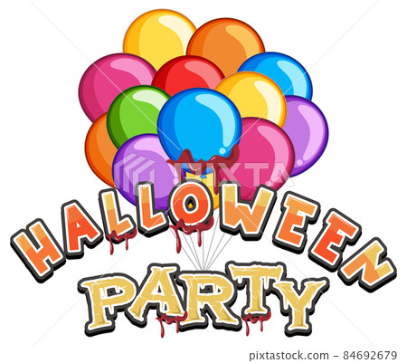Halloween Party word logo with colourful balloons 84692679