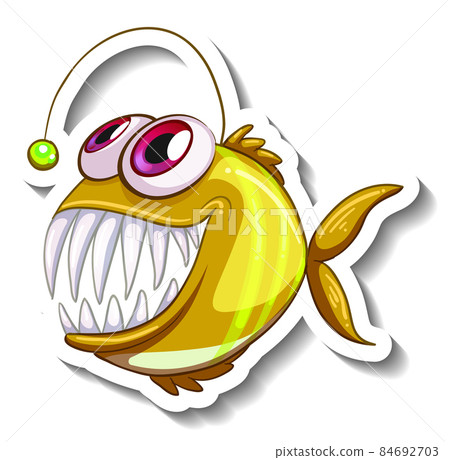 Anglerfish fish cartoon sticker Anglerfish fish cartoon sticker 84692703