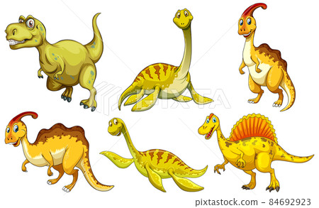 Set of yellow dinosaur cartoon character Set of yellow dinosaur cartoon character 84692923