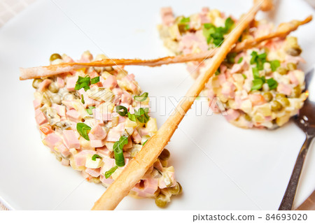 Russian New Year's dish. Olivier salad 84693020