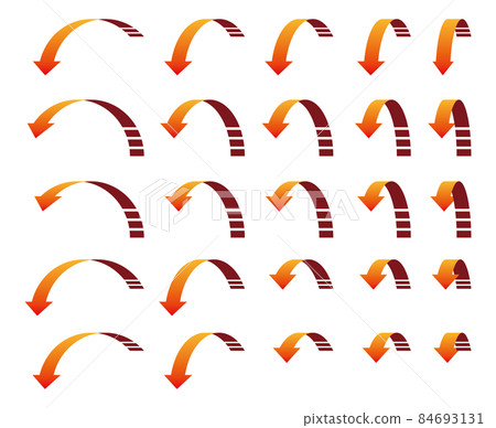 橙色箭頭，從後向前畫一條拋物線 84693131