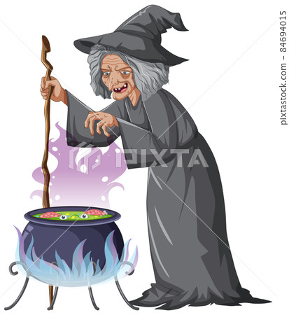 Wicked old witch character on white background 84694015