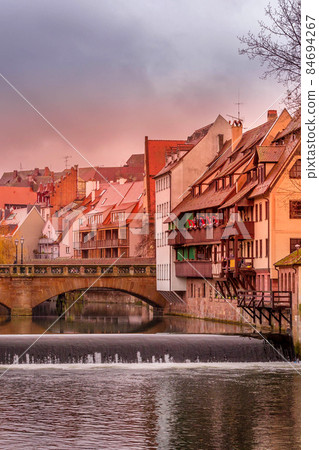half-timbered houses in Bavaria, Germany 84694267