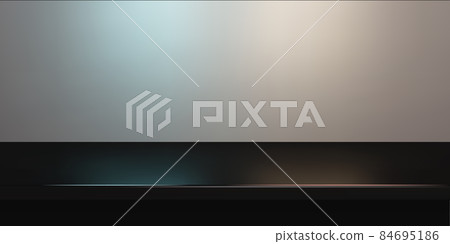 Black steel countertop, empty shelf vector realistic mockup Black steel countertop, empty shelf vector realistic mockup 84695186