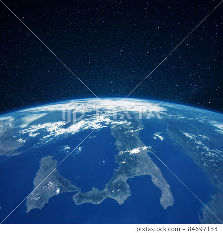 Planet earth view from space. Italy continent. Starry sky 84697133