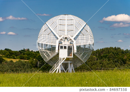 Ionospheric observatory with a giant satellite dish for receiving a satellite signal. Ionospheric observatory with a giant satellite dish for receiving a satellite signal. 84697338