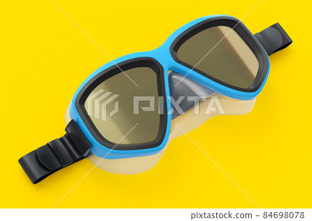 Blue diving mask isolated on a yellow... - Stock Illustration [84698078 ...
