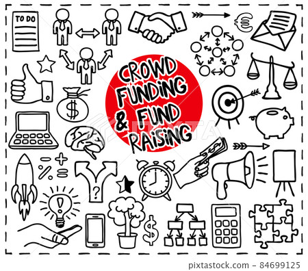 Crowd funding doodle set isolated on white background 84699125