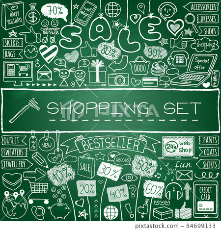 Shopping doodle set. Shopping doodle set. 84699133