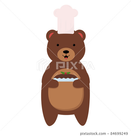 Cute cartoon cook bear with Christmas cake 84699249