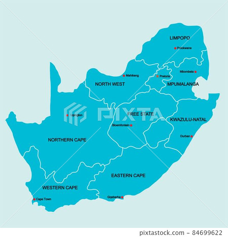 Doodle freehand drawing South Africa political map with major cities. Vector illustration. Doodle freehand drawing South Africa political map with major cities. Vector illustration. 84699622