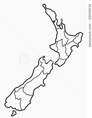 doodle freehand drawing of new zealand map. 84699630