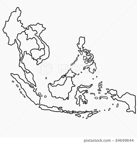 doodle freehand drawing of south east asia countries map. 84699644