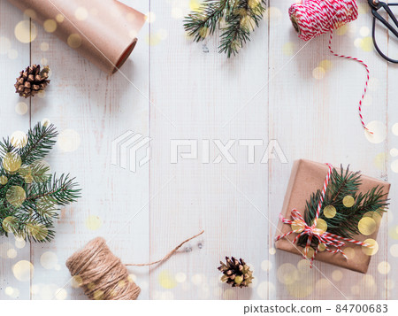 Christmas gift wrapping background, copy space Christmas gift wrapping background, copy space 84700683