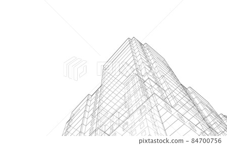 Wire-frame model of a multi-storey building 84700756