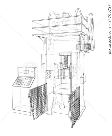 Hydraulic Press. 3d illustration Hydraulic Press. 3d illustration 84700757