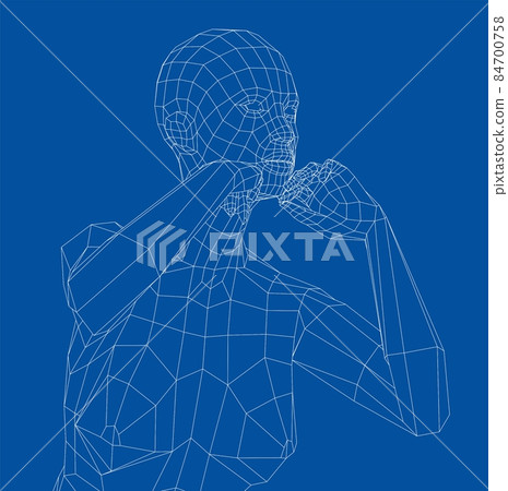 Wireframe girl in a sexy pose Wireframe girl in a sexy pose 84700758