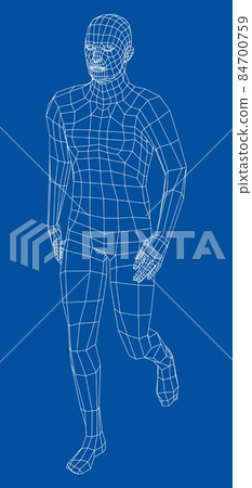 Wireframe walking man. 3d illustration Wireframe walking man. 3d illustration 84700759
