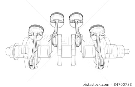 Engine crankshaft with pistons outline 84700788