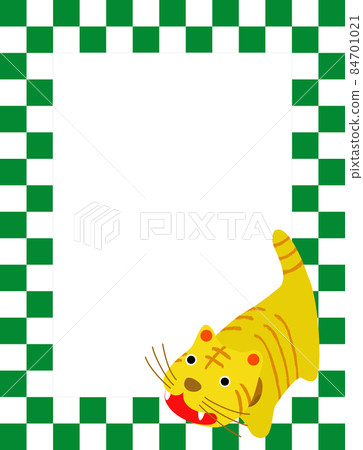 Tiger vertical checkered pattern white frame Tiger vertical checkered pattern white frame 84701021