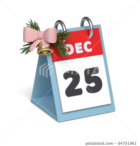 Calendar with Dec 25th page opened. Christmas concept. 3D image 84701961