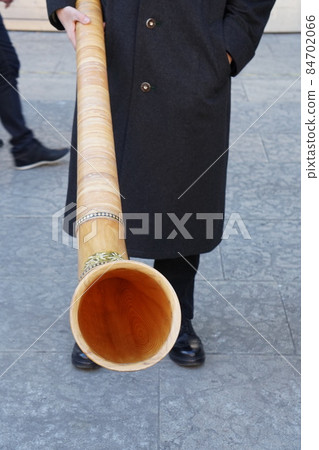 Wood mountain traditional horn musical instrument detail 84702066