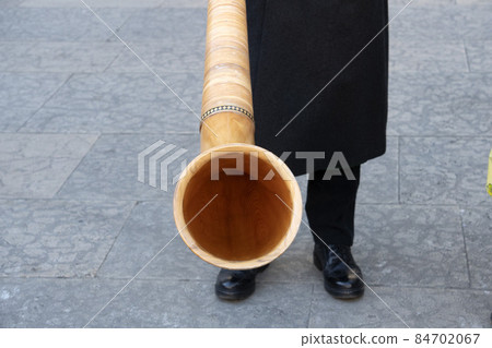 Wood mountain traditional horn musical instrument detail Wood mountain traditional horn musical instrument detail 84702067