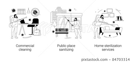 Covid19 virus spread control abstract concept vector illustrations. 84703314