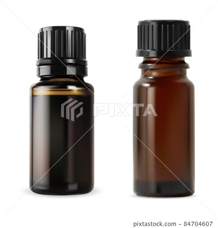 Small brown oil bottle. Glossy essential vial, screw lid 84704607