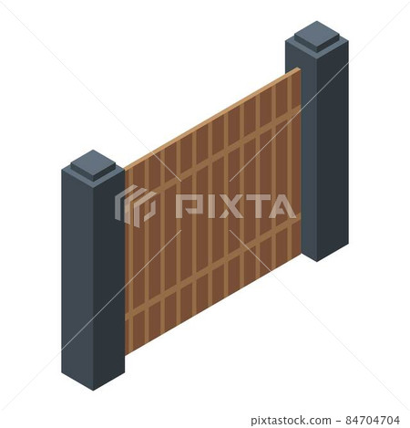 Wooden gate icon, isometric style 84704704