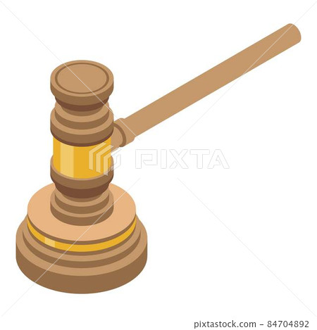 Gold judge gavel icon, isometric style Gold judge gavel icon, isometric style 84704892