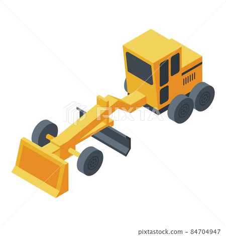 Hydraulic grader machine icon, isometric style Hydraulic grader machine icon, isometric style 84704947