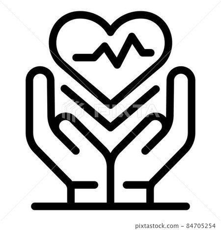 Heart in the hands icon, outline style 84705254
