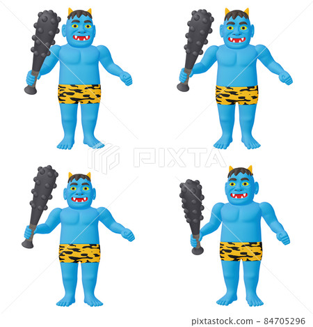 Setsubun illustration material Demon character (1) Blue cut 4-piece set Setsubun illustration material Demon character (1) Blue cut 4-piece set 84705296