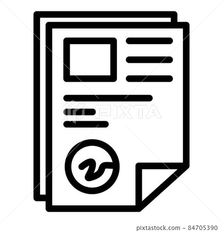 Paper, sign and seal icon, outline style 84705390