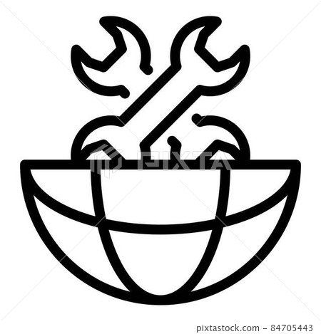 Two wrenches in half a globe icon, outline style 84705443