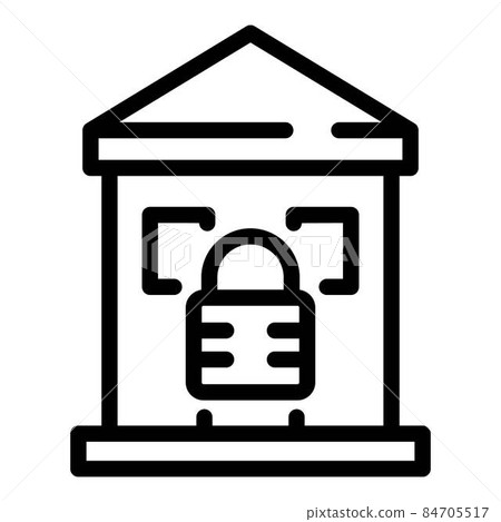 House and lock icon, outline style 84705517