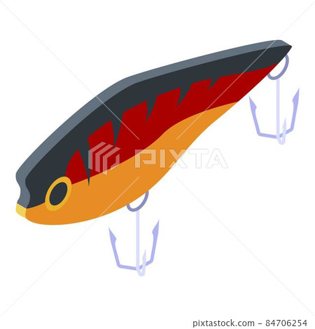 Colored fishing lure icon, isometric style Colored fishing lure icon, isometric style 84706254