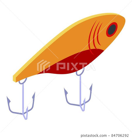 Fake fish lure icon, isometric style Fake fish lure icon, isometric style 84706292