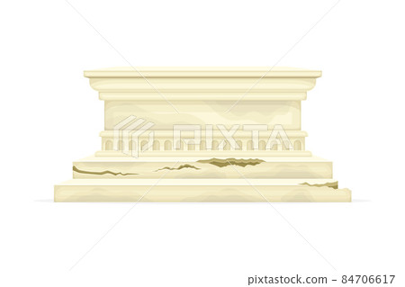 Ancient Greek or Rome empire temple, palace fragment. Ruined marble pillar vector illustration 84706617