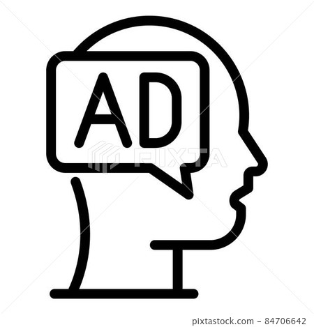 Ad bubble in the head icon, outline style Ad bubble in the head icon, outline style 84706642