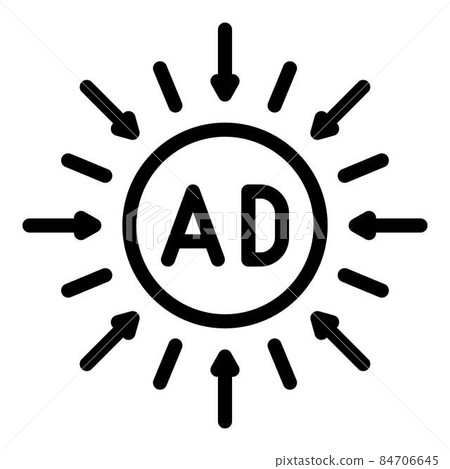 Ad in a circle and arrows icon, outline style Ad in a circle and arrows icon, outline style 84706645